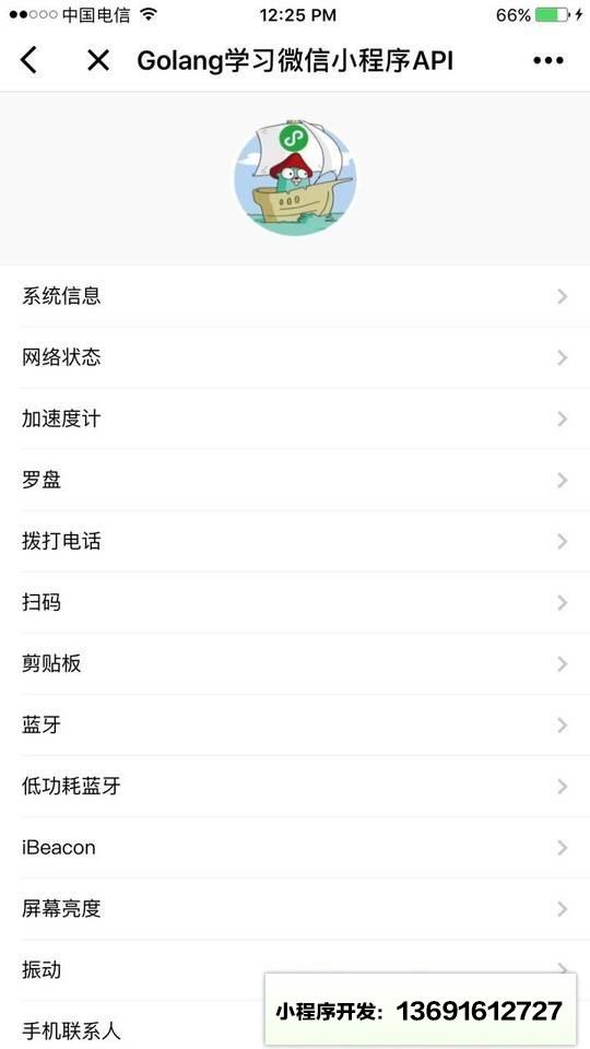 golang學習wxapi小程序截圖